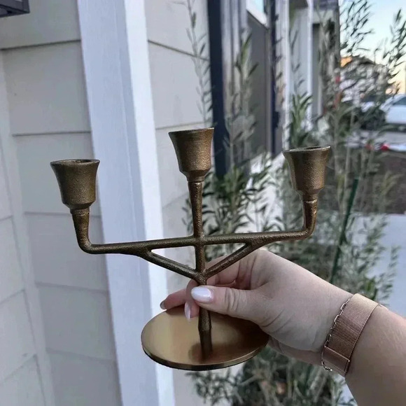 NWT Small 3ct Antiqued Metal Taper
Candelabra Brass Finish - Hearth & Ha… - Picture 5 of 6